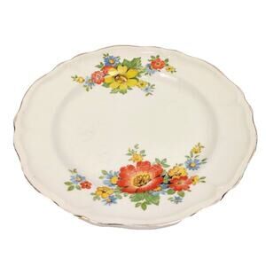 Edwin M Knowles China Co 41 3 Semi Vitreous 7 in Bread Plate Floral USA